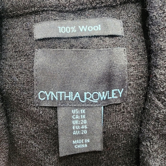 Cynthia Rowley Black Long 100% Wool Swing Coat Jacket Women's 1X Snap Front EUC - Picture 10 of 11